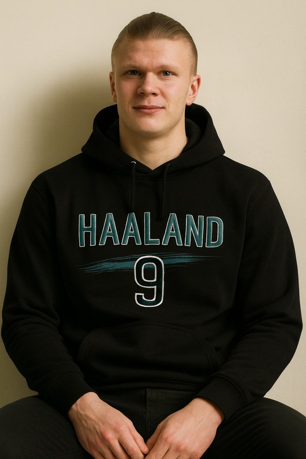 Haaland 9 Hooded Sweatshirt – Norwegian National Team Design with 3 Thread Kangaroo Pockets