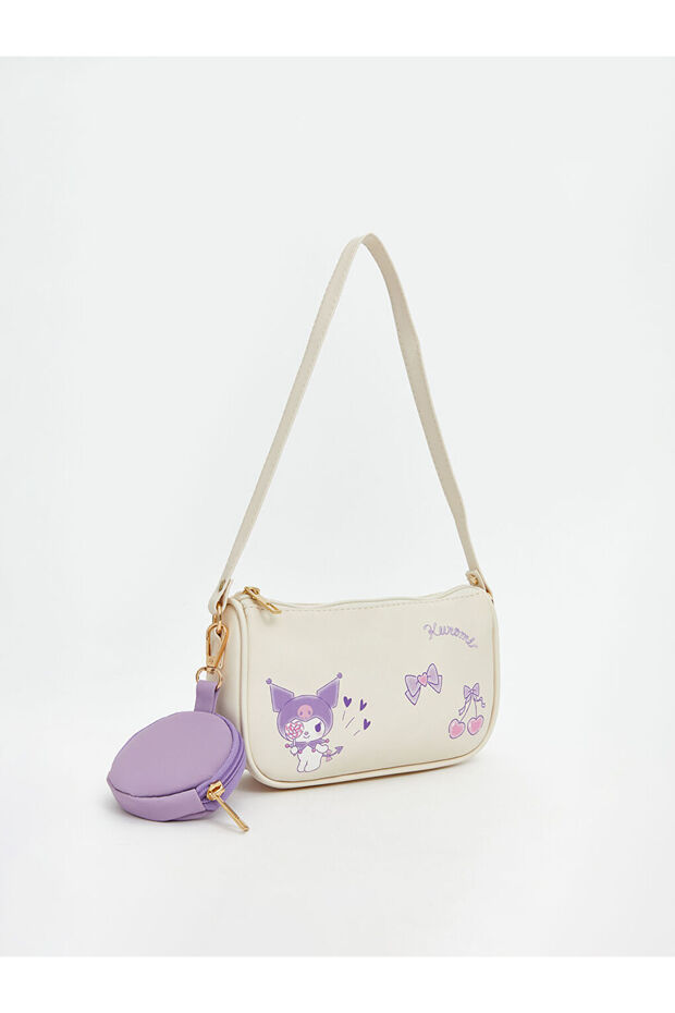 Ecru Kuromi Printed Girl's Shoulder Bag and Wallet
