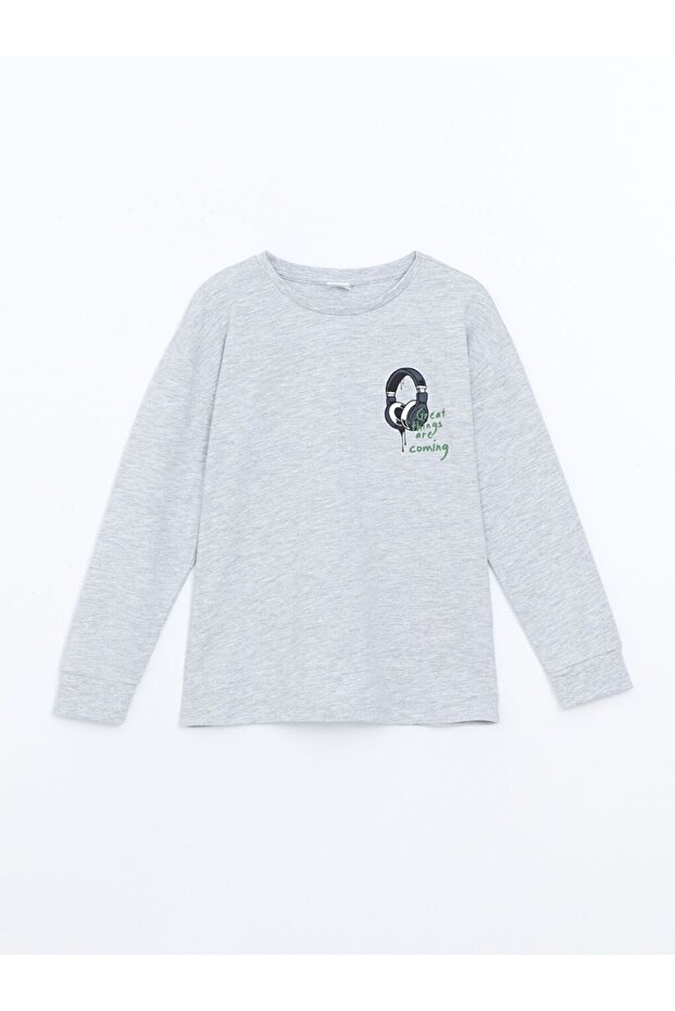 Gri Bisiklet Yaka Erkek Çocuk Pijama Takımı 2'li - 2