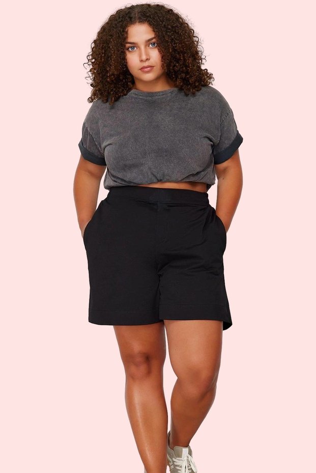 Women's Plus Size High Waist Wide Leg Cotton Shorts Daily Use Summer Must-Have
