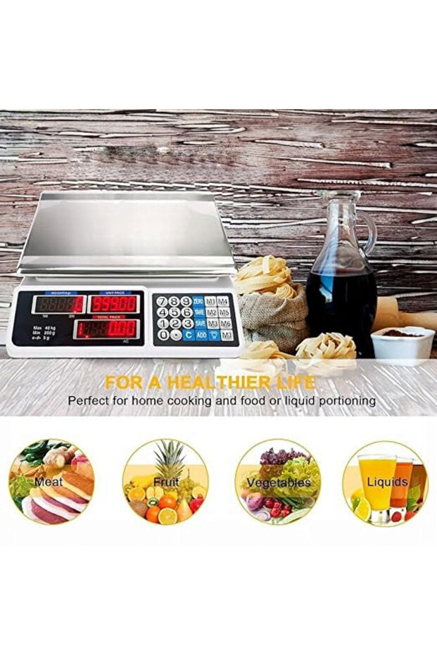 Electric Rectangular Scale with Digital Display, Dimensions 33 cm x 32.5 cm x 12.5 cm, Capacity 40 k - 2