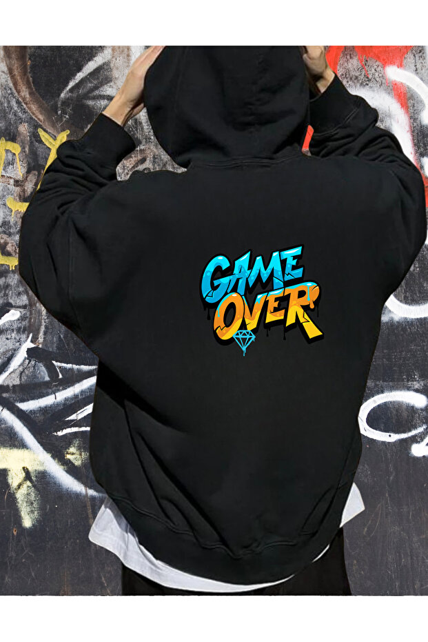 سويت شيرت أسود مطبوع للجنسين من Gamer Over