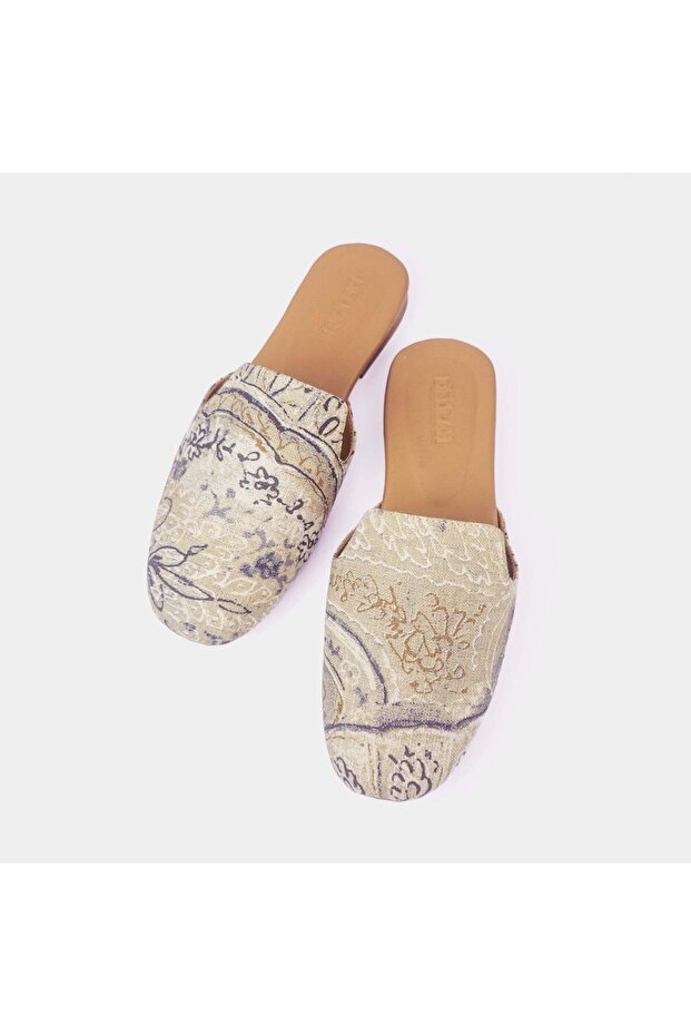 Celeste Embroidered Mule – Genuine Leather, Ethically Handmade, Cushioned & Lightweight – Blue
