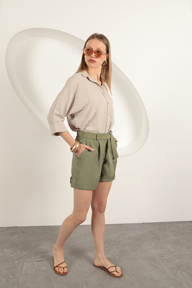 Beli Bağlamalı Şort - 3