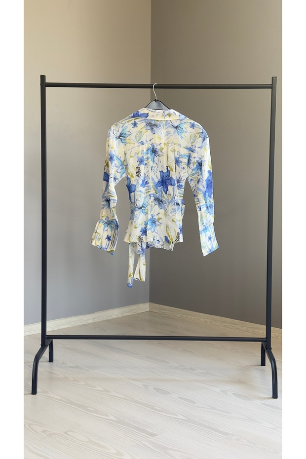 Mavi Çiçekli Gömlek - 6