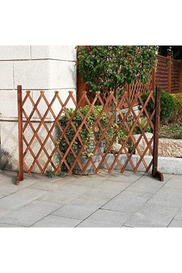 FFD 119cm Expandable Wooden Garden Fences Freestanding Wood Fence Pet Gate Animal Barrier