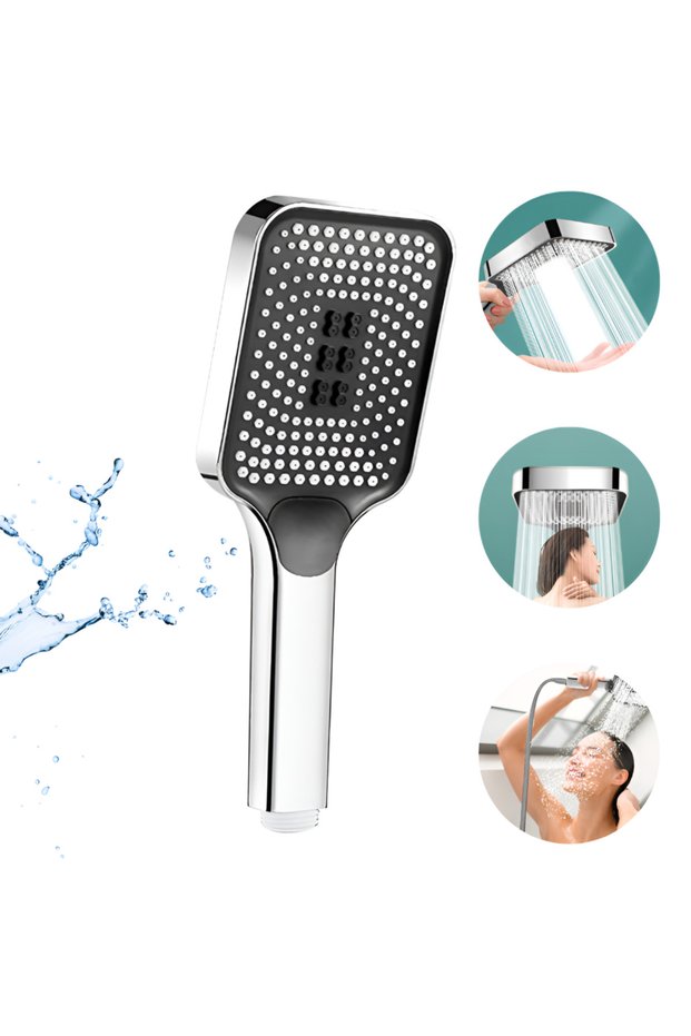 5-Function Pressurized Shower Head with On Off Button, shower head