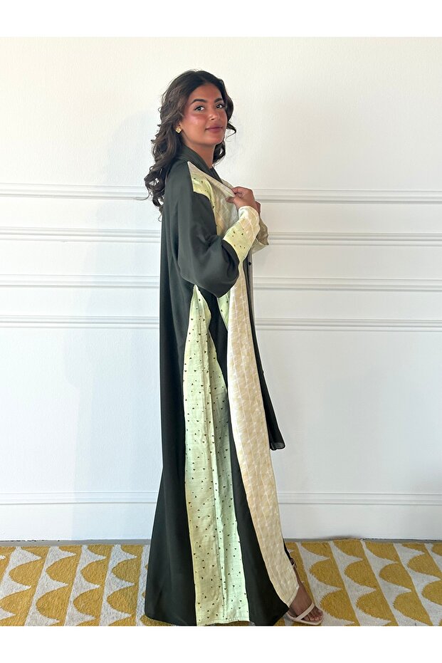Olive crepe abaya - 5