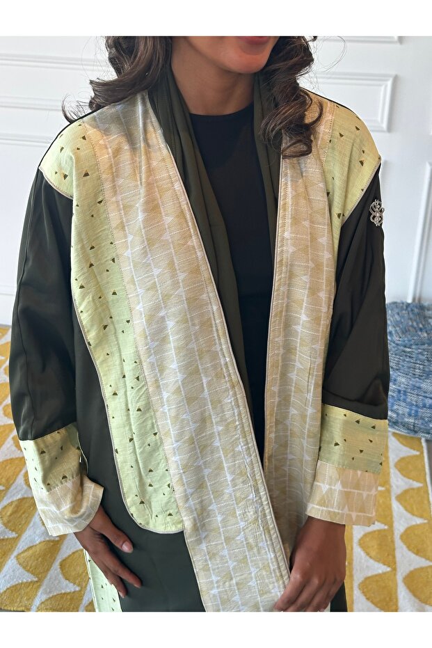 Olive crepe abaya - 7