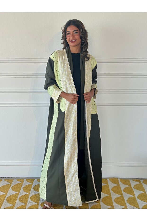 Olive crepe abaya - 1