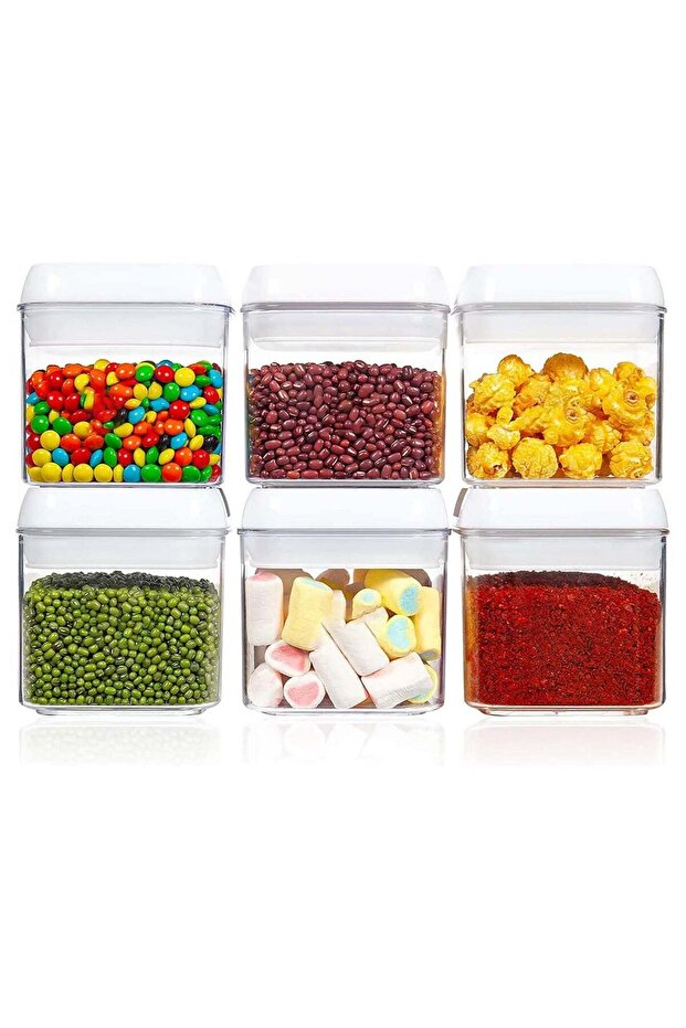 Airtight Food Storage Containers Set with Lock Lids, Set of 6, Pantry Organization Plastic Storage