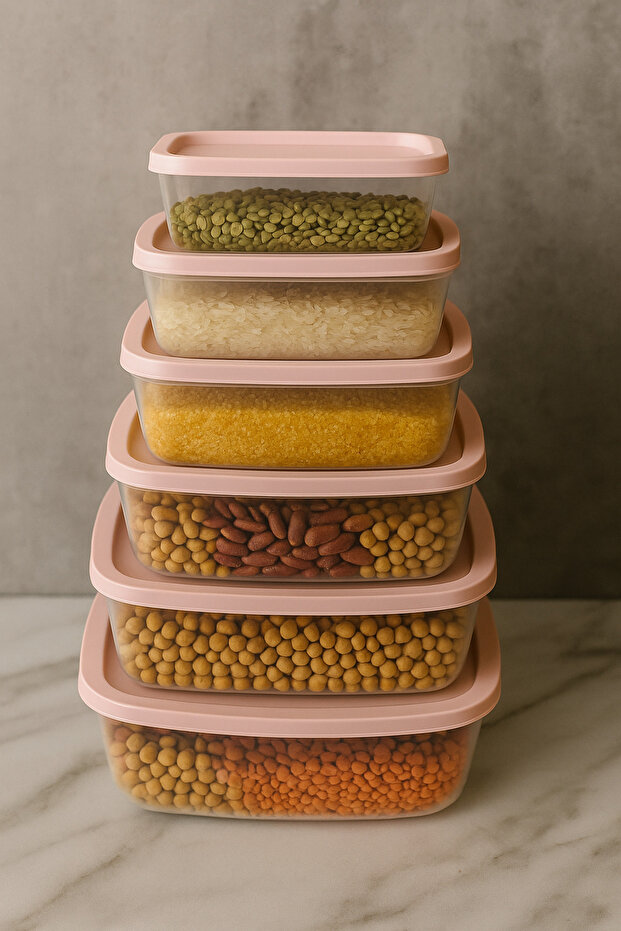 Set of 6 Square Food Storage Containers Multi-Purpose Storage Container Suitable for Microwave and Deep Freezer - 2