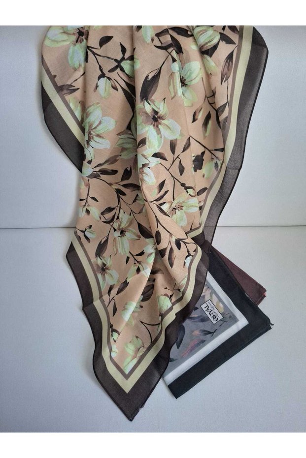 Floral Scarf (Italian Stitch) - Coffee