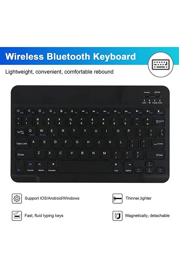 Wireless Bluetooth keyboard and mouse case for Galaxy Tab S9 Plus 12.4 inches black - 5