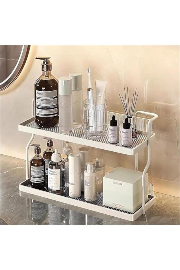 Spice Rack Organizer for Kitchen, Bathroom Countertop Organizer Rack, 2 Tier Metal Separable Non-Sl