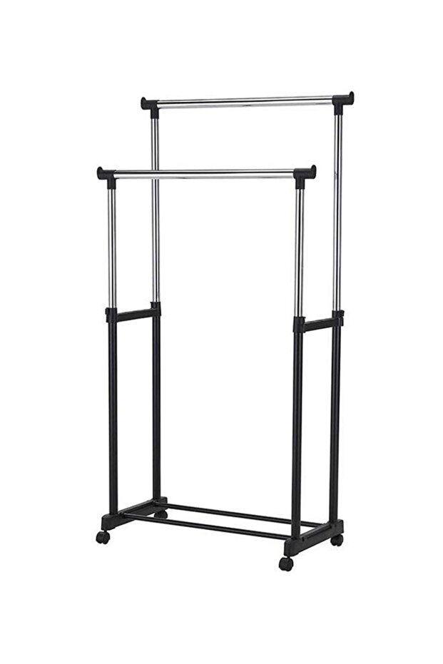 Black/Silver Double Pole Clothes Hanger 84.5x43cm
