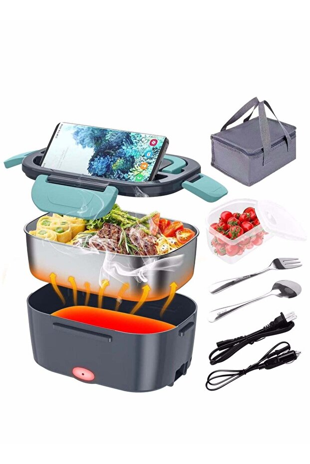 Portable Electric Lunch Box Food Warmer with Removable Stainless Steel Container for Car, Office, H