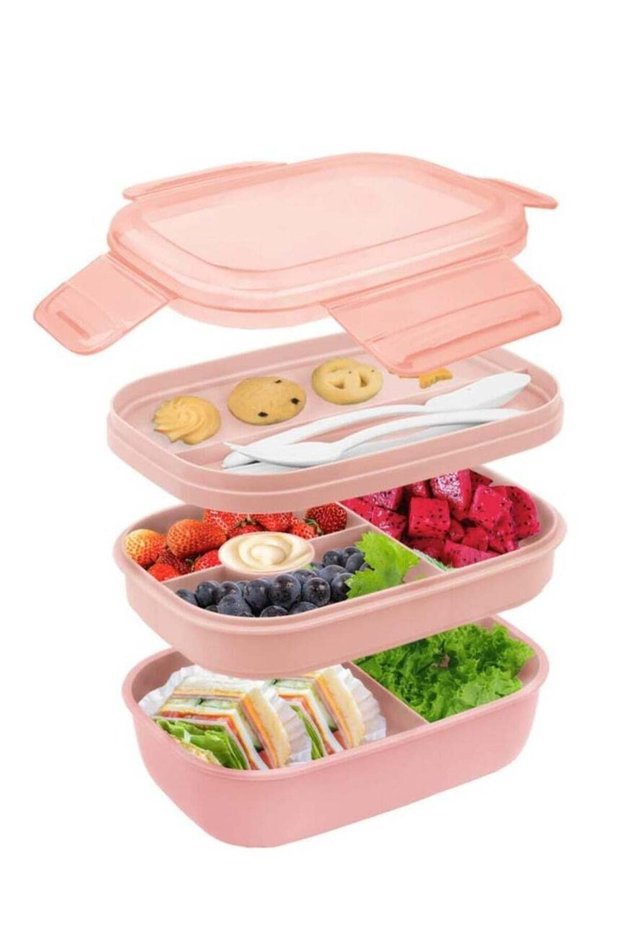 1900ML Lunch box Leak-proof lunch box with compartment Pink