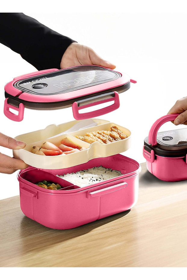 Yahaala Leak-Proof Bento Lunch Box - 2 Layers and 6 Compartments, Model: LunchMate - Microwave & Di