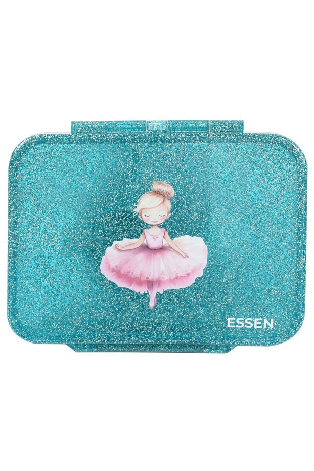 Tritan Bento Lunch Box for Kids Girls - Teal Glitter Ballerina