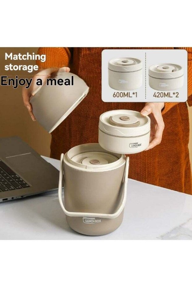 Stainless Steel Bento Box Adult Lunch Box, Portable Insulated Food Lunch Container Set with Thermal