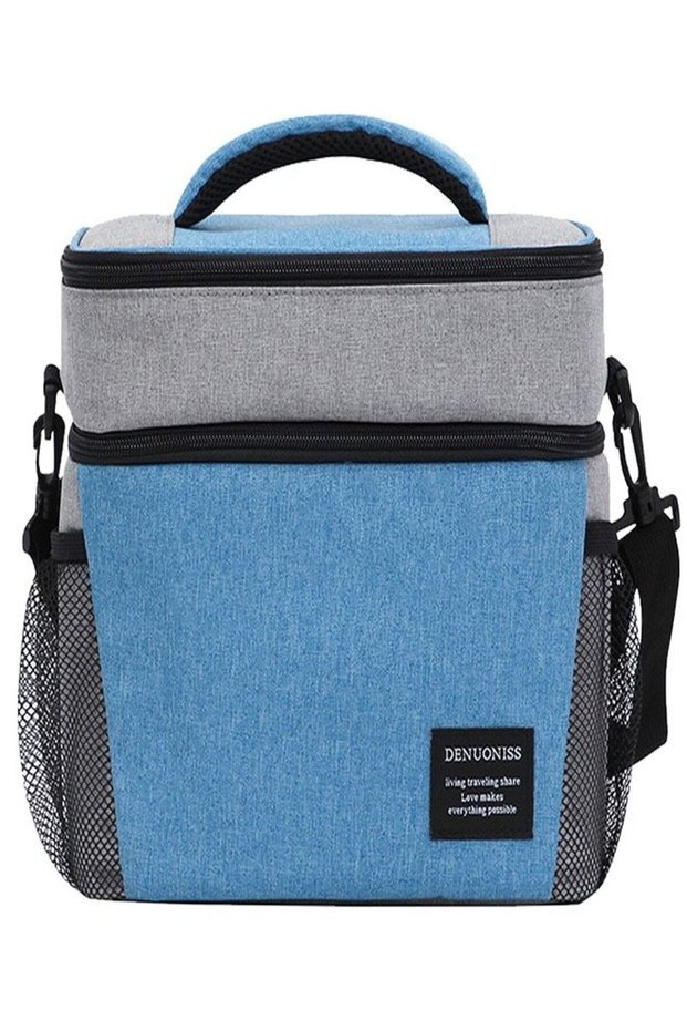 Insulated Lunch Bag with Adjustable Shoulder Straps, 8L Double Zipper Wide Open Lunch Tote, Leak Pr