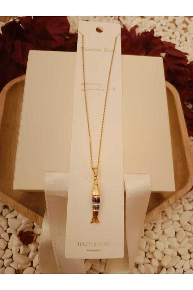 Renkli balık uç çelik kolye - 3