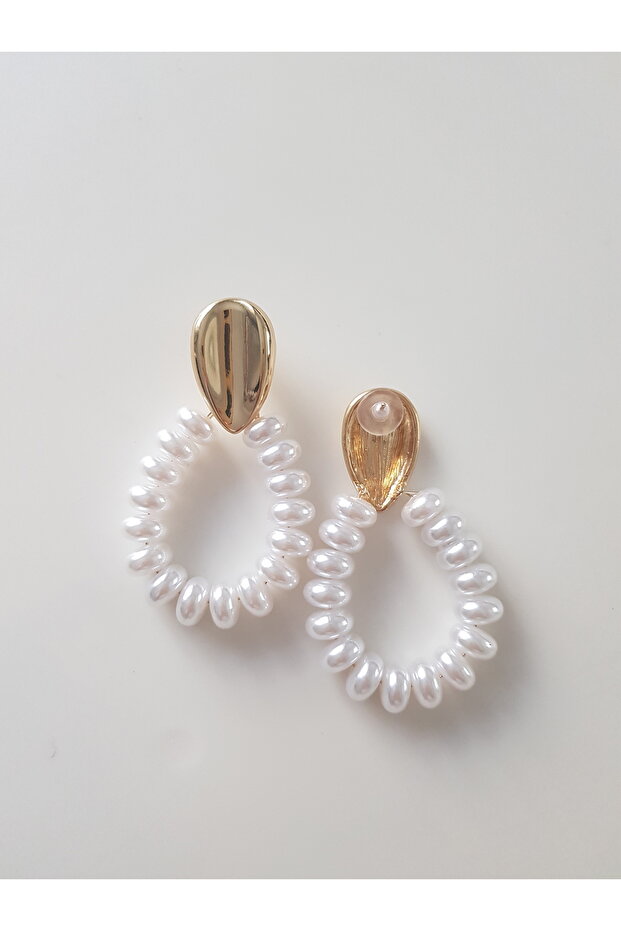 أقراط من اللؤلؤ على شكل قطرة ذهبية - 2