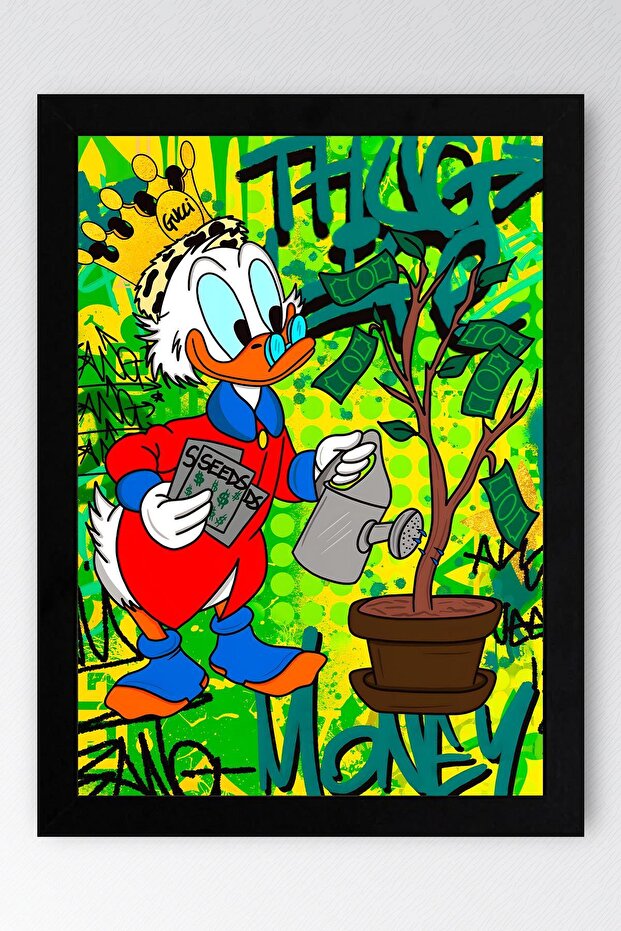 Scrooge Mcduck Varyemez Amca Çerçeveli Tablo - Print Money Serisi Poster Tablo - 2