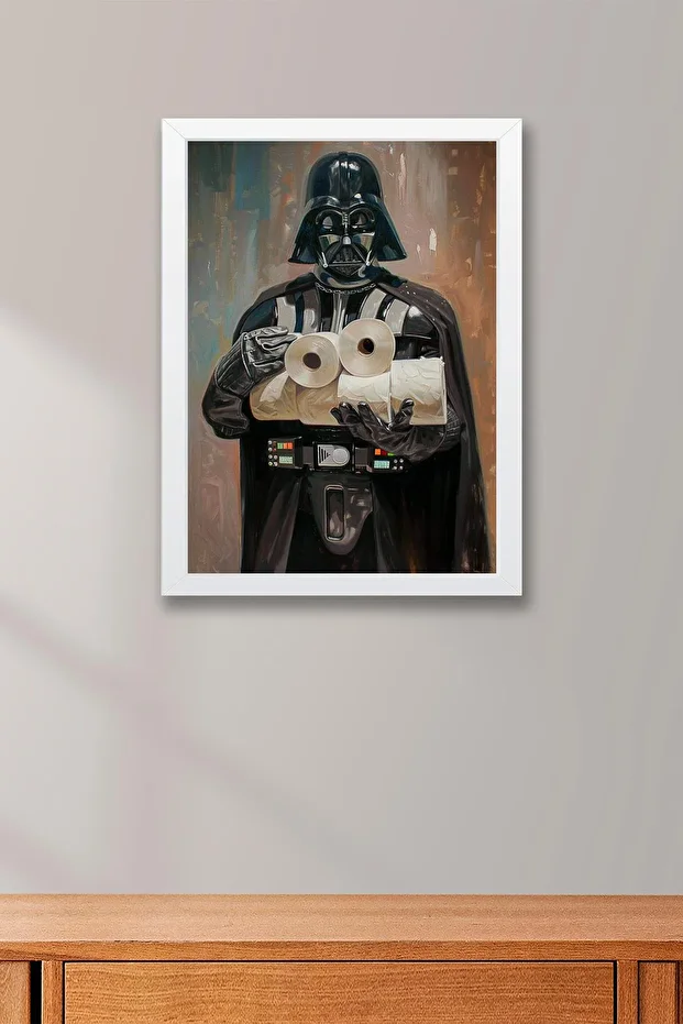 Tuvalet Kağıdı Tutan Darth Vader Çerçeveli Tablo - WC Tuvalet İçin Tablo - 2