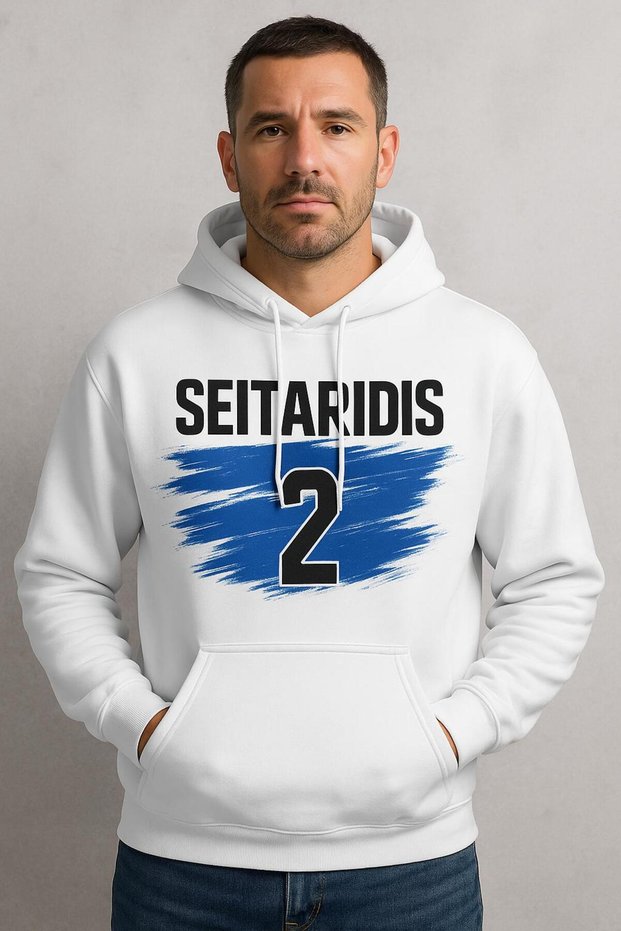 Seitaridis 2 Hooded Sweatshirt – Greece Design 3 Thread Kangaroo Pocket Digital Print Hoodie