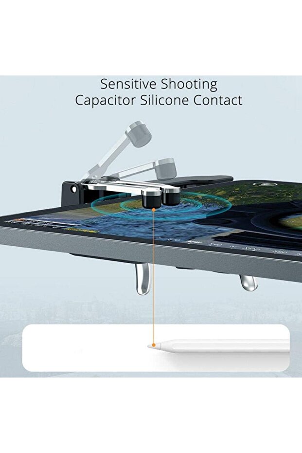 وحدة تحكم ألعاب Xspring المحمولة لأجهزة iPad/الأجهزة اللوحية، لوحة ألعاب بستة أصابع، زر تصويب، لوحة ألعاب حساسة لإطلاق النار - 3