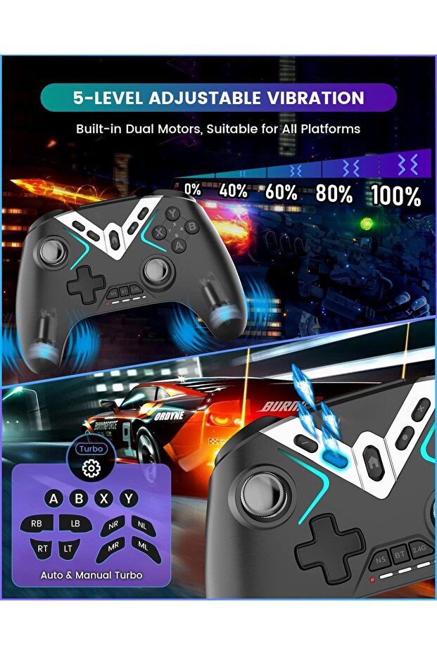 Bluetooth Controller Windows Pc/Iphone/Android/Switch/Steam Os/Tv 2.4G Wireless Game Controller Usb - 7