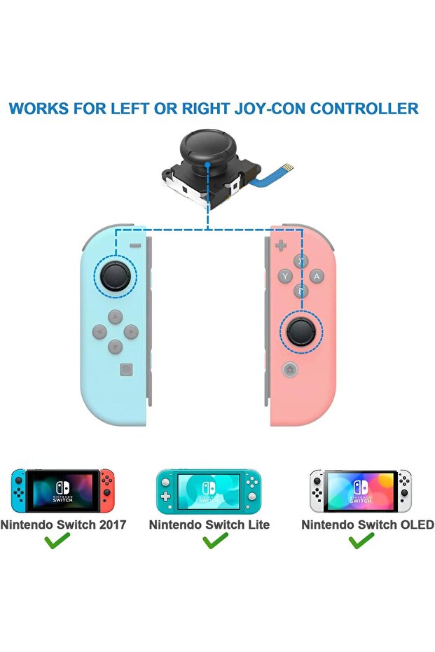 2 Pack 3D Replacement Joystick Analog Thumb Stick Compatible Nintendo Switch / Switch Oled Model - 3