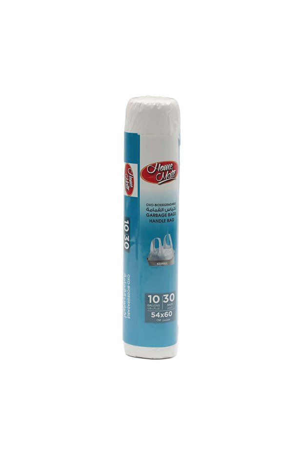 Home Mate Garbage Bags Roll 54x60cm 10 Gallons 30pcs with Handle – Strong & Leakproof
