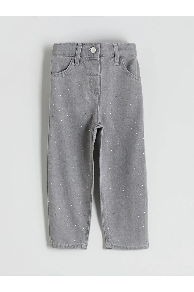 Lcw Kids Gray Waist Adjustable Elastic Stone Girl's Jean Trousers