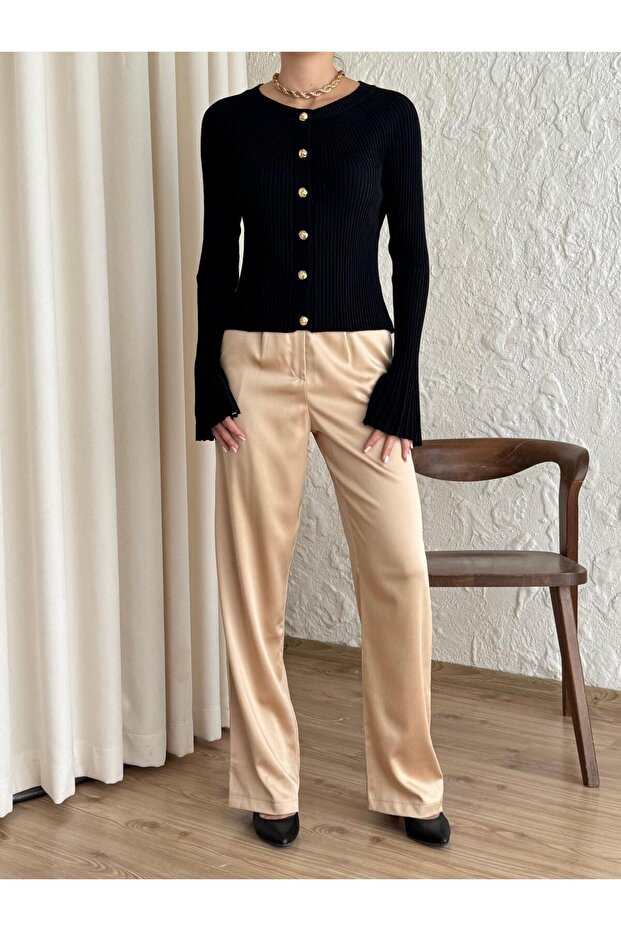 İspanyol Kol Annetta Triko Hırka Siyah - 1