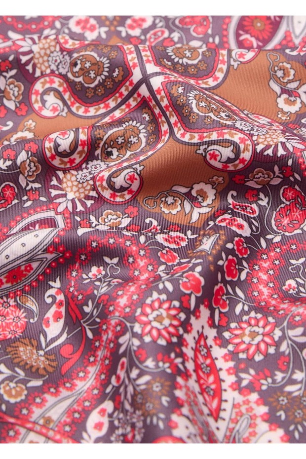 Desenli saten fular - 1