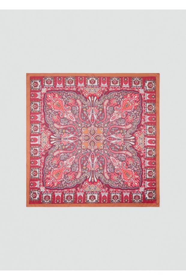 Desenli saten fular - 2