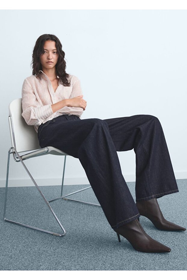 Wideleg orta bel jean - 7