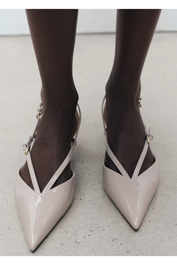 Bantlı kitten topuklu ayakkabı - 5