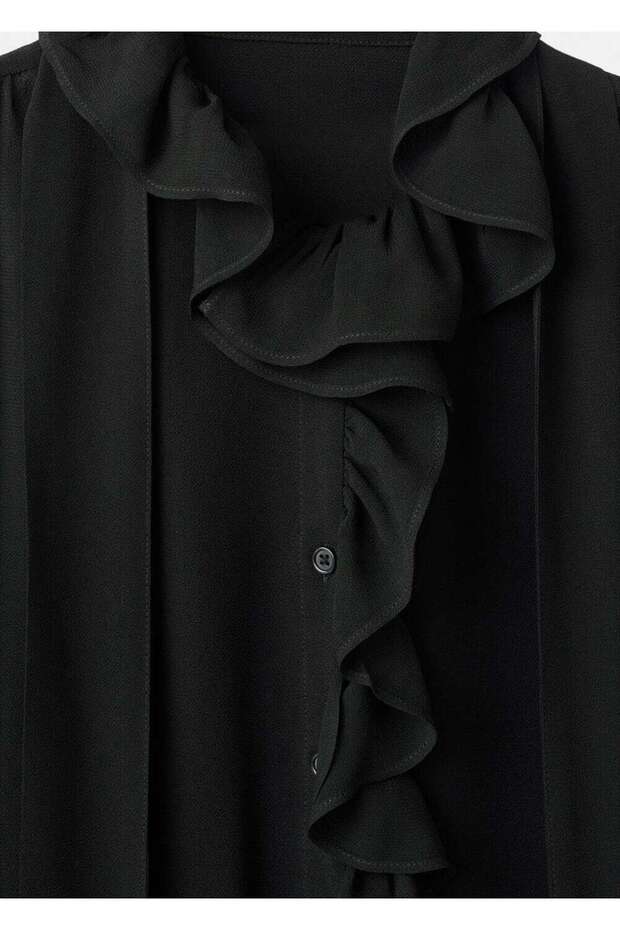 Volanlı fularlı bluz - 6