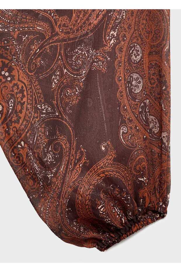 Şal desenli oversize elbise - 6