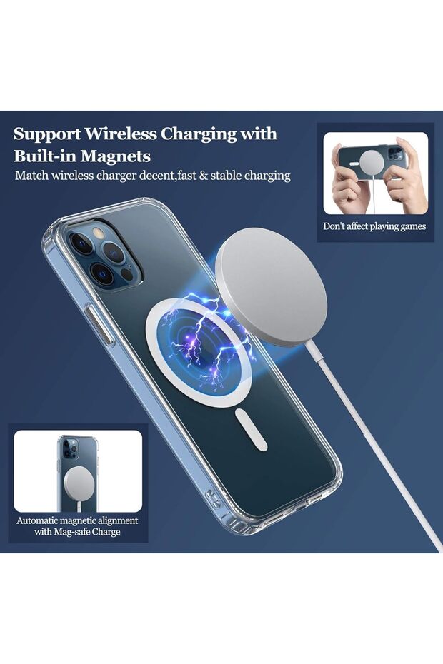 جراب مغناطيسي غير لامع لهاتف iPhone 13 | شفاف - 3