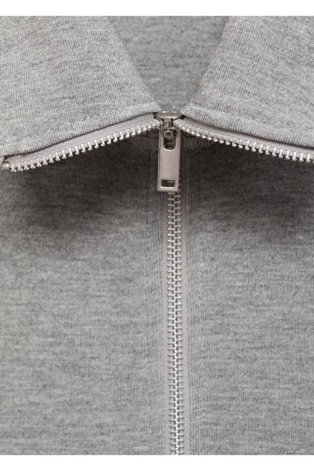 Fermuarlı pamuklu sweatshirt - 5