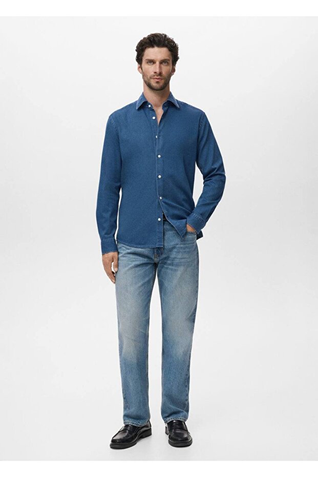 %100 pamuklu chambray gömlek - 2