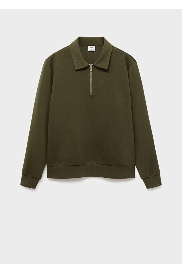 Regular kesim fermuarlı yaka sweatshirt - 3