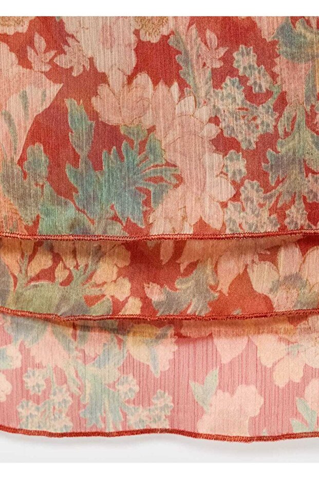 Çiçek desenli pileli bluz - 7