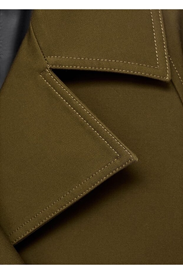 Kısa oversize çift düğmeli trençkot - 8