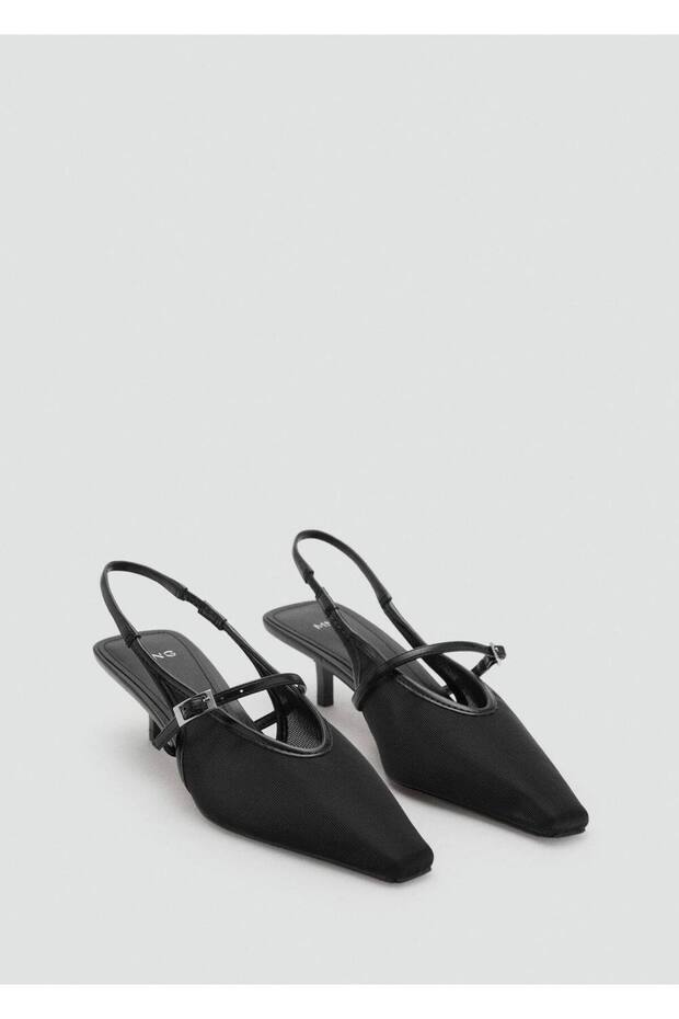 Topuklu tokalı file ayakkabı - 1